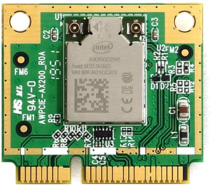 Alfa Network High-Efficiency Intel AX200 Mini PCIe WiFi6 and BT5 Card, 2× IPEX4 (MHF4) (AWPCIE-AX200)