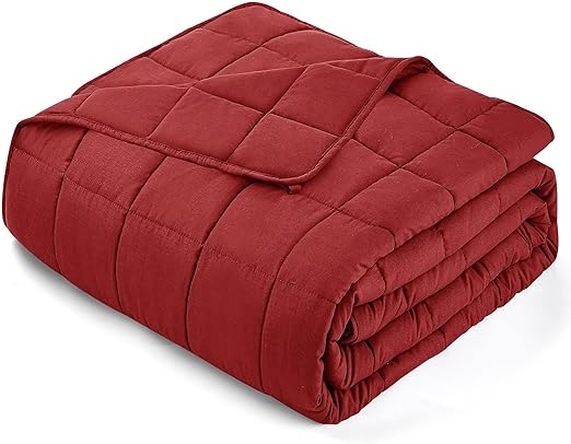 yescool Weighted Blanket for Adults (15 lbs, 48" x 72", Red) Cooling Heavy Blanket for Sleeping Perfect for 140-160 lbs, Twin Size Breathable Blanket with Premium Glass Bead, Machine Washable