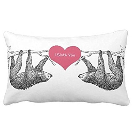 DKISEE Sloth = Love Cotton & Polyester Soft Rectangle Pillow Case Cover 20X30 (one side)