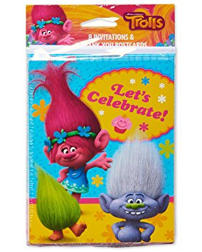 American Greetings Trolls Invite and Thank You Combo Pack (8 Count)