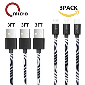Micro USB Cable,Vinpie 3Pack 3FT Extra Long Nylon Braided Micro USB Charger Cables Data Sync Charging Cord for Samsung Galaxy S7 Edge/S6/S5/S4,Note 5/4/3,HTC,LG,Tablet (3Pack 3FT)