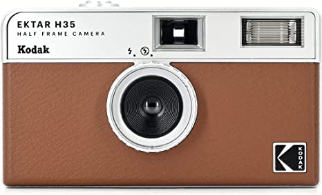 KODAK EKTAR H35 Half Frame Film Camera, 35mm, Reusable, Focus-Free, Lightweight, Easy-to-Use (Brown) (Film & AAA Battery are not Included)