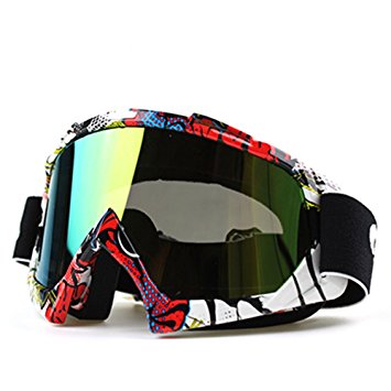 IFLYING Snow Skiing Snowboarding Motocross Anti-Fog Goggles Dustproof Scratch-Resistant Bendable Unisex Goggles (Multi-color, Rainbow)