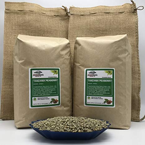 25LB - TANZANIA PEABERRY (includes FREE BURLAP BAG) Specialty-Grade – Fresh-Current-Crop – Unroasted Green Coffee Beans – Wet Processed, Sundried – Plant Varietal Bourbon, Typica – Farm: Tembo Coffee