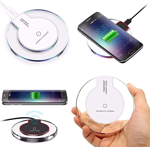 Zippem New Wireless Charger Crystal Round Charging Pad with Receiver for iPhone Dresses