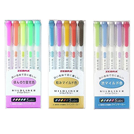 Zebra MILDLINER WKT7-5C (5-Color Set) / WKT7-5C-RC (5-Color Set) / WKT7-5C-NC (5-Color Set)