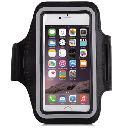 SPPQ Easy Fitting Sport Gym Running Sweatproof Armband with Dual Arm-Size Slots for iPhone 6, 6s, 5s, 5, 5c, iPod MP3 Player - Black