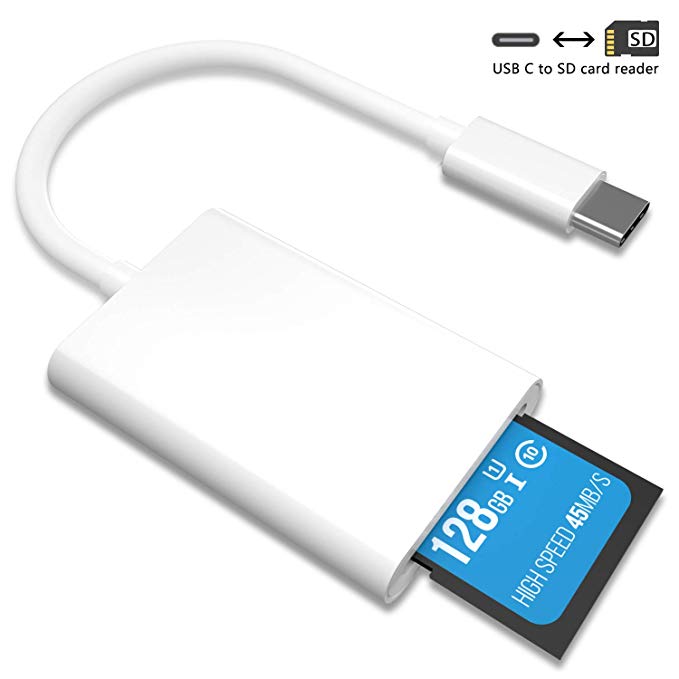 VIMVIP USB-C to SD Card Reader, USB Type C to SD Camera Card Reader Adapter Compatible with iPad Pro 2018, Pixel 3/2/2XL and More USB C Devices (White)