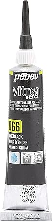 Pebeo Vitrea 160 Glass Paint Outliner 20-Milliliter Tube, Ink Black