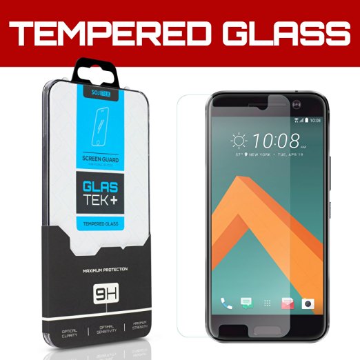 SOJITEK HTC 10 Premium Ballistic Tempered Glass Screen Protector w/ Lifetime Replacement Warranty - Ultra Clear 99.99% Clarity & Touchscreen Accuracy Smart Film (0.33mm, 2.5D Rounded borders)