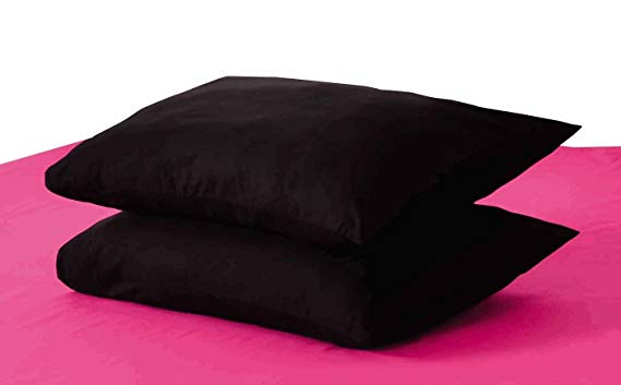 Tache 2 Piece 100% Cotton Solid Black Pillowcase Set Standard Size
