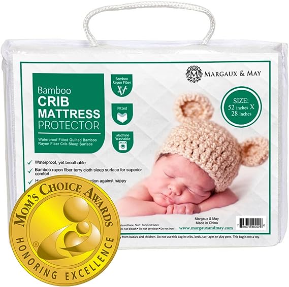 Viscose from Bamboo Crib Mattress Protector Pad - Waterproof Fitted Quilted Mattress Protector Pad for Your Crib. High Absorbency and Stain Protection Baby Cover Made with Bamboo Fiber for Superior Comfort. Prevents Bacteria, Dust Mites and Mold From Breeding in Your Child's Mattress.