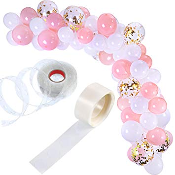 Tatuo 112 Pieces Balloon Garland Kit Balloon Arch Garland for Wedding Birthday Party Decorations (White Pink)