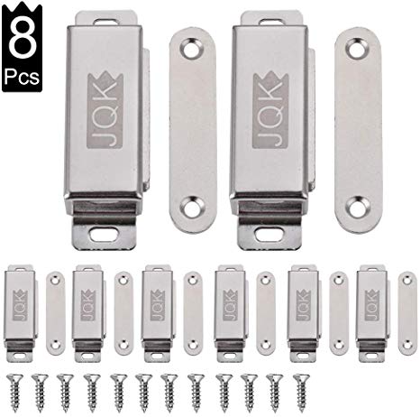 JQK Magnetic Door Catch, Stainless Steel Cabinet Magnet Closet Catches 8 Pack, 1.2mm Thickness 40 lbs Silver, CC102-P8