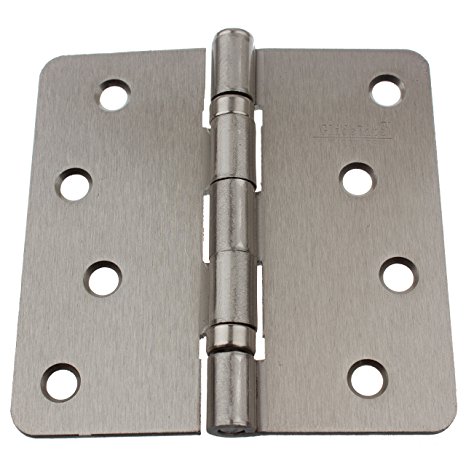 GlideRite Hardware 4014-2BB-SN-1 Ball Bearing 4 inch steel Door Hinges 0.25 inch Radius Corners Satin Nickel Finish 1 Pack