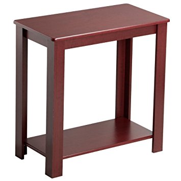 Yaheetech 2 Tier Chairside End Table with Lower Storage Shelf for Small Spaces, Wine Red