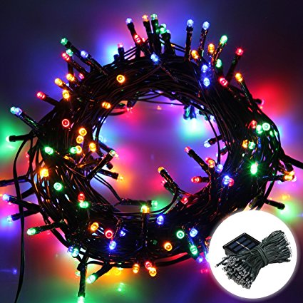 Excelvan 22M Solar String Lights,200 LED Light-Sensitive Starry Fairy lights Ambiance Lighting for Outdoor Decorations,Home,Patio,Garden,Landscape,Christmas Party,Xmas Tree,Waterproof,Multi-colored