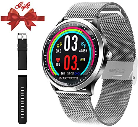 Smart Watch for Android iOS Phone-Fitness Tracker Wrist Watch with Heart Rate Sleep Monitor Step Counter Bluetooth Color Screen Smart Watch for Men Women Kids Running, Hiking and Climbing (Sliver)