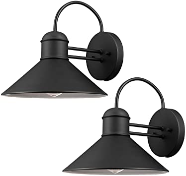 Globe Electric Sebastien 1-Light Outdoor Wall Sconce, Black Finish, 2-Pack, 44165