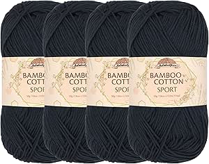 JubileeYarn Bamboo Cotton Sport Yarn - 50g/Skein - Deep Grey - 4 Skeins