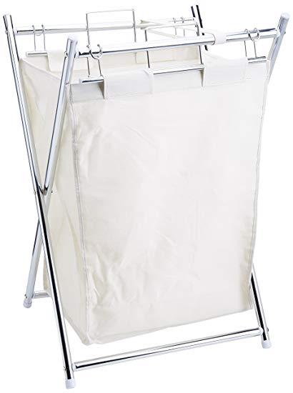 Organize It All Collapsible Chrome Laundry Hamper with Removable Canvas Liner