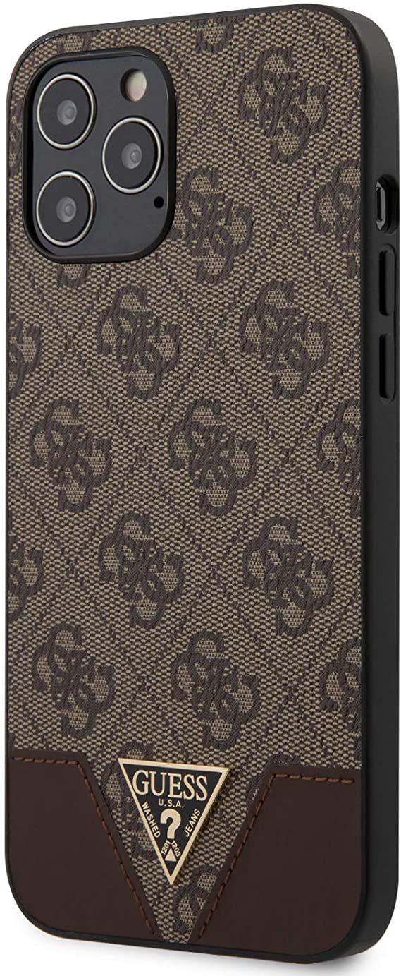 Guess GUHCP12LPU4GHBR 4G Triangle Collection Case for iPhone 12 Pro Max 6.7 Inches Brown