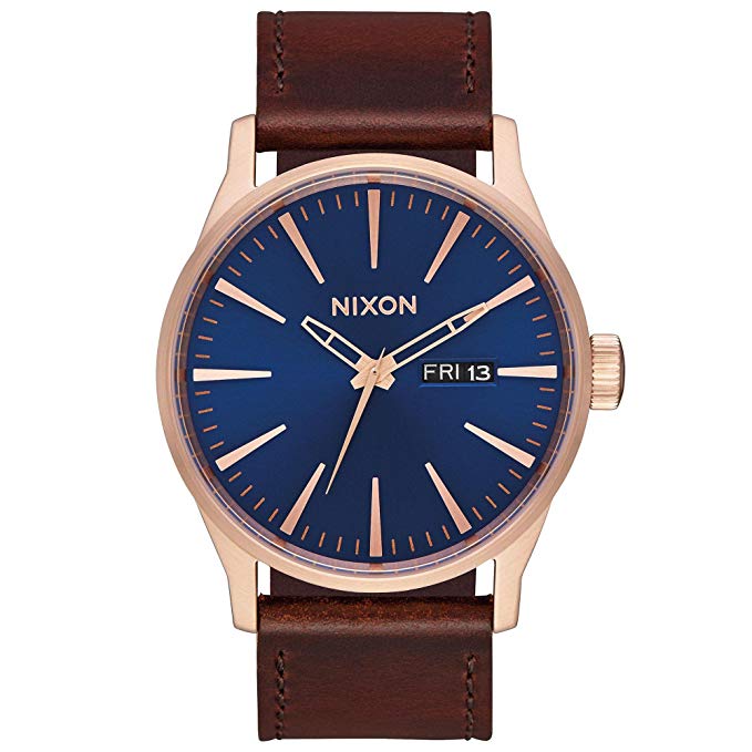 Nixon Men's A105 Sentry 42mm Stainless Steel Leather Quartz Movement Watch