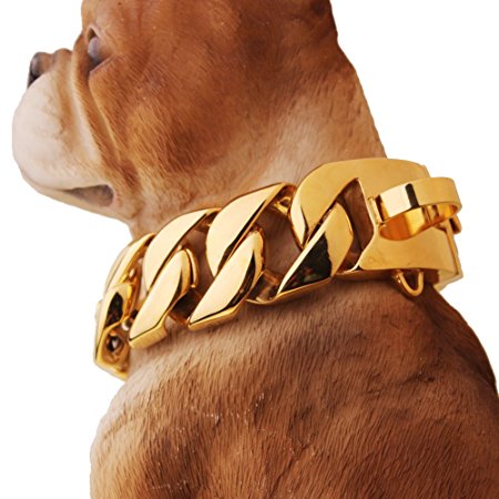 Stainless Steel Training Chain Pitbull Pet Dog Choke Collar, 30mm Wide, 680 lbs, 17.7Inch - 25.59Inch