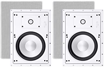 Monoprice 2-Way Architectural Aluminum in-Wall Speakers - 8 Inch (Pair) with Micro Ceramic Composite Tweeter - Sycamore Series