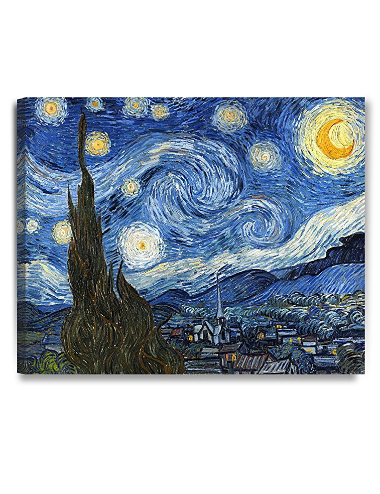 DECORARTS Starry Night by Vincent Van Gogh The Classic Arts Reproduction, Art Giclee Print on Canvas, Stretched Gallery Wrapped, 30" L X 24" W