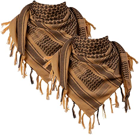 FREE SOLDIER 100% Cotton Scarf Military Shemagh Tactical Desert Keffiyeh Head Neck Scarf Arab Wrap with Tassel 43x43 inches