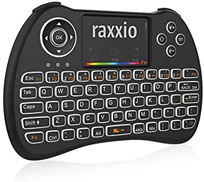 Raxxio H9 Wireless Mini Keyboard with Touchpad Mouse, Colorful Backlit RGB, Rechargeable Handheld Remote for PC, Pad, Xbox, Android TV Boxes, KODI, iptv, and More…