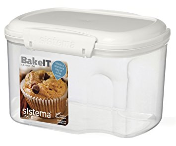 Sistema Bake It Food Storage for Baking Ingredients, Powdered Sugar Container with Measuring Cup, 6.5 Cup