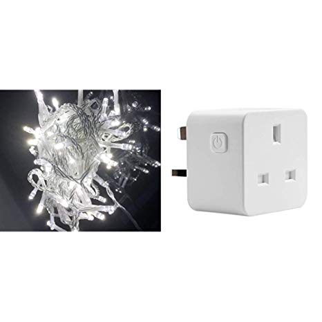 Smart Fairy Lights - 100 L Warm White LED Lights   Woox Smart Plug Works with Alexa