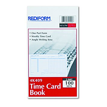Rediform Employee Time Card, Weekly, 4.25 x 7 Inches, 100 per Pad (4K409)