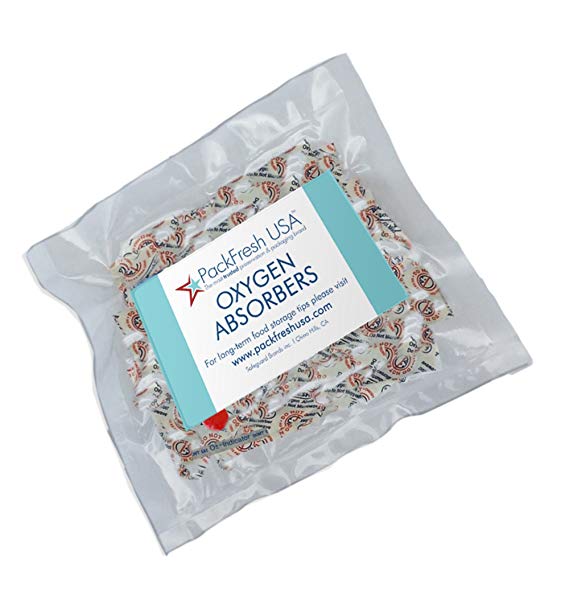 50cc Oxygen Absorbers for Food Storage 25 with PackFreshUSA LTFS Guide