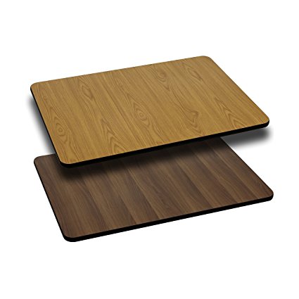 Flash Furniture 30 by 48" Rectangular Table Top with Natural or Walnut Reversible Laminate Top