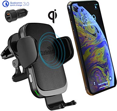 CharGenius Wireless Car Charger Mount, Qi Fast Charging Auto Clamp, Dashboard Windshield Air-Vent Holder CD Mount for iPhone 11/11 Pro/11 Pro Max/XS Max/XS/XR/X/8 /8, Samsung S10 /S10/S9 /S9/S8 /S8/S7