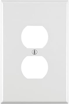 Leviton, White 88103 1-Gang Duplex Receptacle Wallplate, Oversized, Thermoset, Device Mount