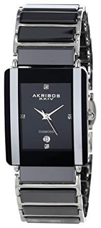 Akribos XXIV Men's Rectangular Ceramic Quartz Bracelet Watch