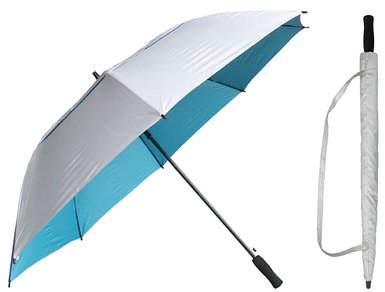 Silver Vented Windproof UV Umbrella w/ Contrast Color Lining - 50 inch Canopy