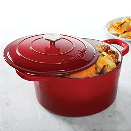 Crock Pot 69144.02 7 quart Cast Iron Dutch Oven, Scarlet Red