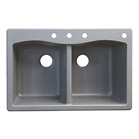 Aversa 33" x 22" Drop-in Granite Double Bowl Kitchen Sink Finish: Gray, Faucet Drillings: 4 hole