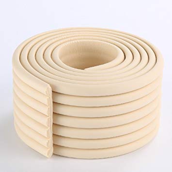 JIAKAI 2 Meters (6.5 Ft) Long 8 CM Wide Table Wall Edge Protectors Foam Baby Safety Bumper Guard Protector(Beige)