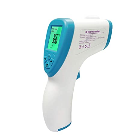 Forehead Scanner for Adults, Decdeal Non Contact Infrared Temperature Meter Tri-Colored Backlight LCD Display Handheld Temperature Measurement Device with Fever Alarm-CE Approved