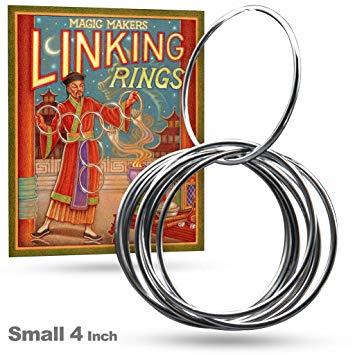 Magic Makers Linking Rings Small 4 Inch Set of 8 Rings with DVD