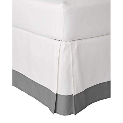 Linentown Two Tone 100% Egyptian Cotton (Silver- Twin-XL) Bed Skirt 15" Drop Length Hotel Collection Long Staple Durable Comfortable