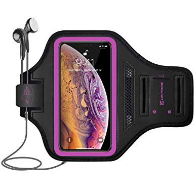 LOVPHONE iPhone Xs Max/XR/11/SE2/11R Armband Sport Running Workout Exercise Cell Phone Case with Water Resistant and Sweat-Proof for Walking, Hiking, Biking (Rose)