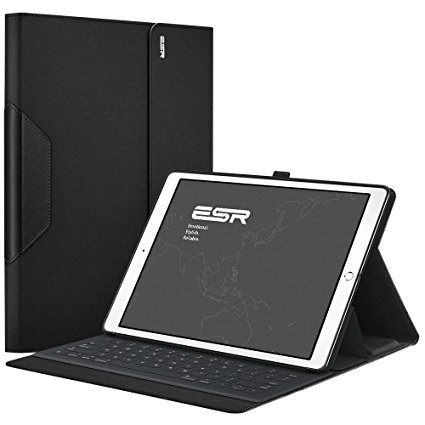 ESR iPad Pro Case, [Soft TPU Corner/Bumper Protection] PU Leather Folio Stand Case with Pencil Holder [Compatible with Smart Keyboard] [Business Style] for iPad Pro 12.9 inches (Black)