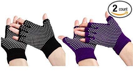Zaptex Soft Yoga Gloves Non-Slip Fingerless Design Pack of 2